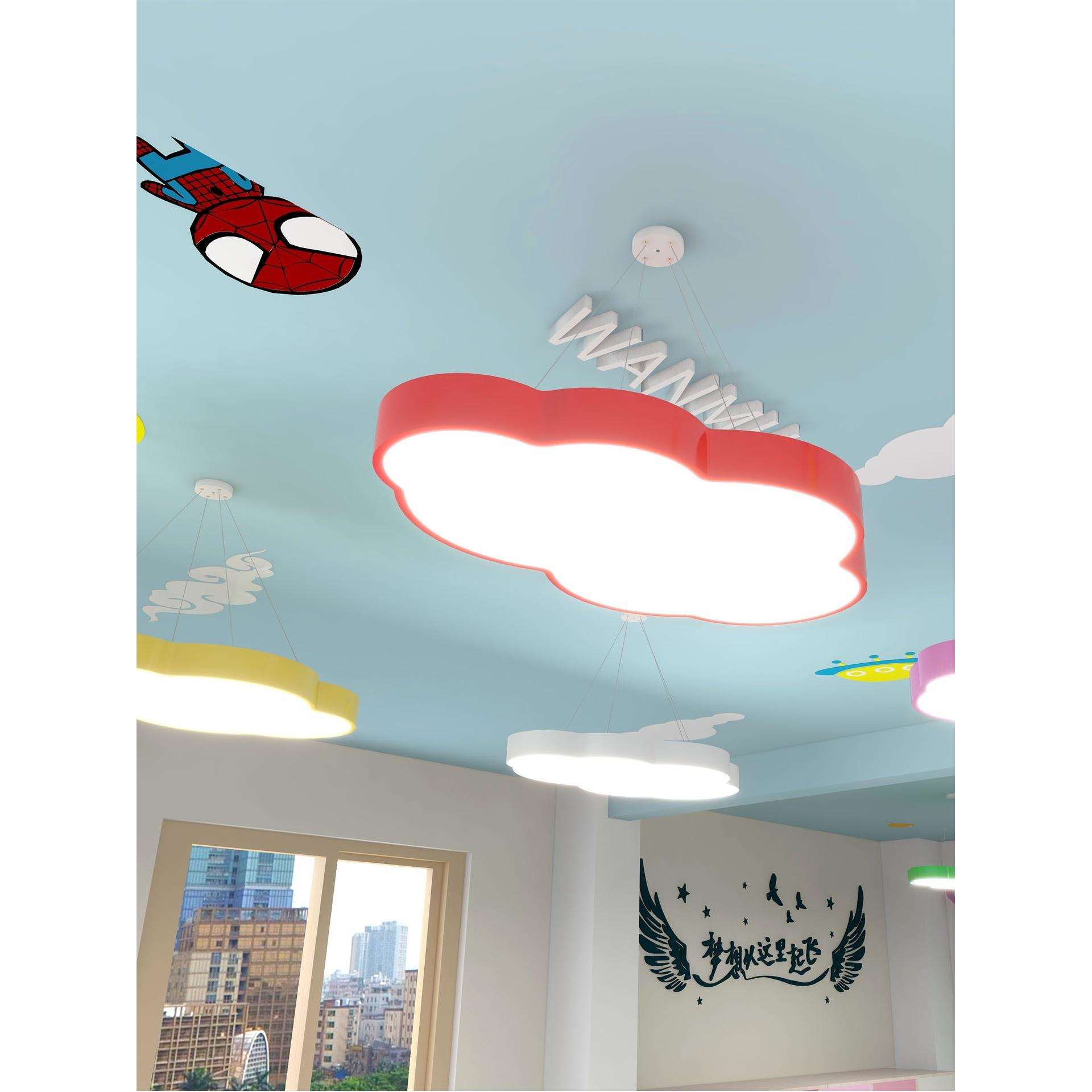 幼儿园云朵铁艺吊线灯创意个性简约教室舞蹈卡通儿童房七彩吊灯图片