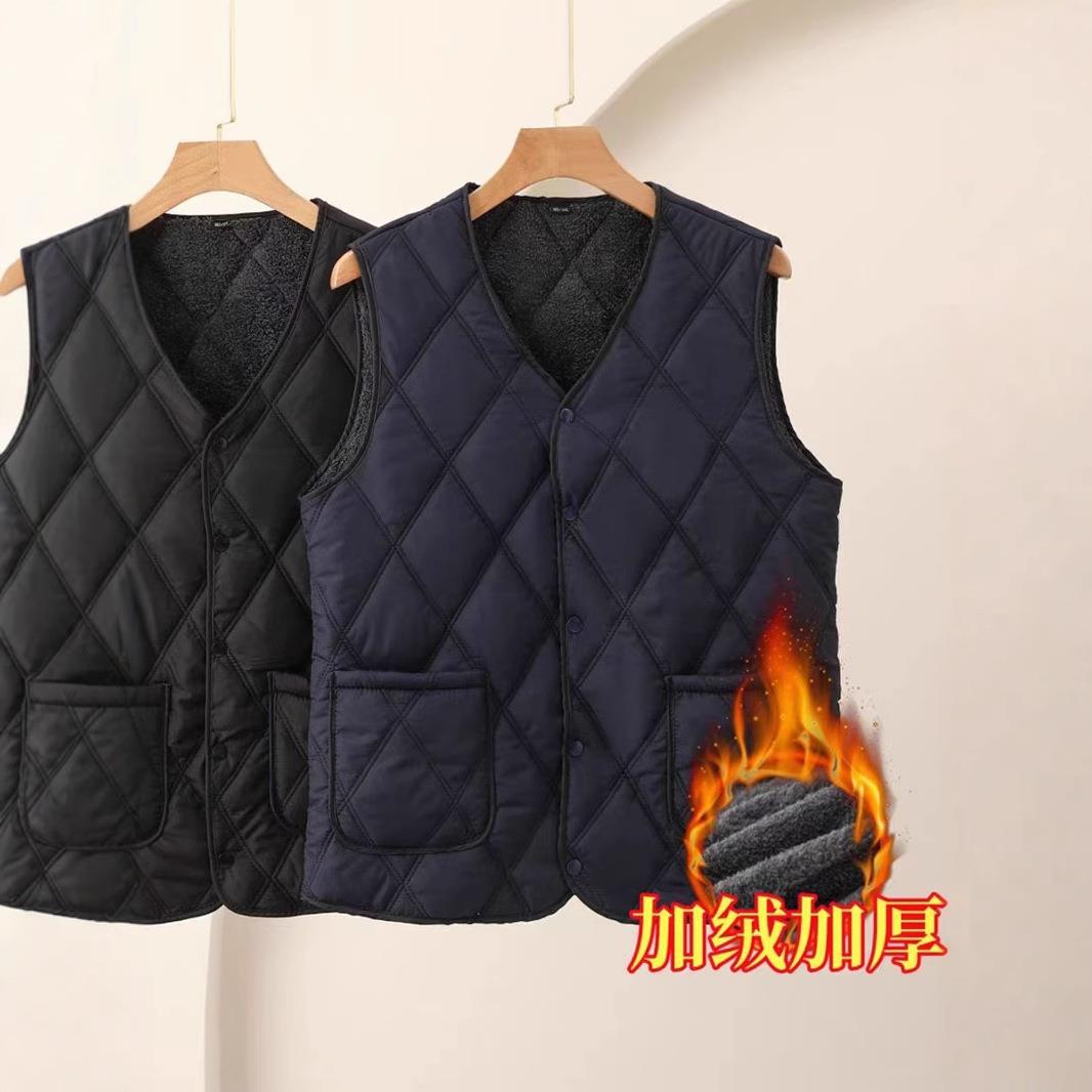 中老年人马甲男加绒加厚冬季爸爸保暖棉马夹背心爸爸坎肩冬装