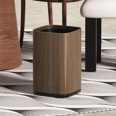 胡桃木纹垃圾桶复古风家用客厅办公室酒店民宿新中式风跨境