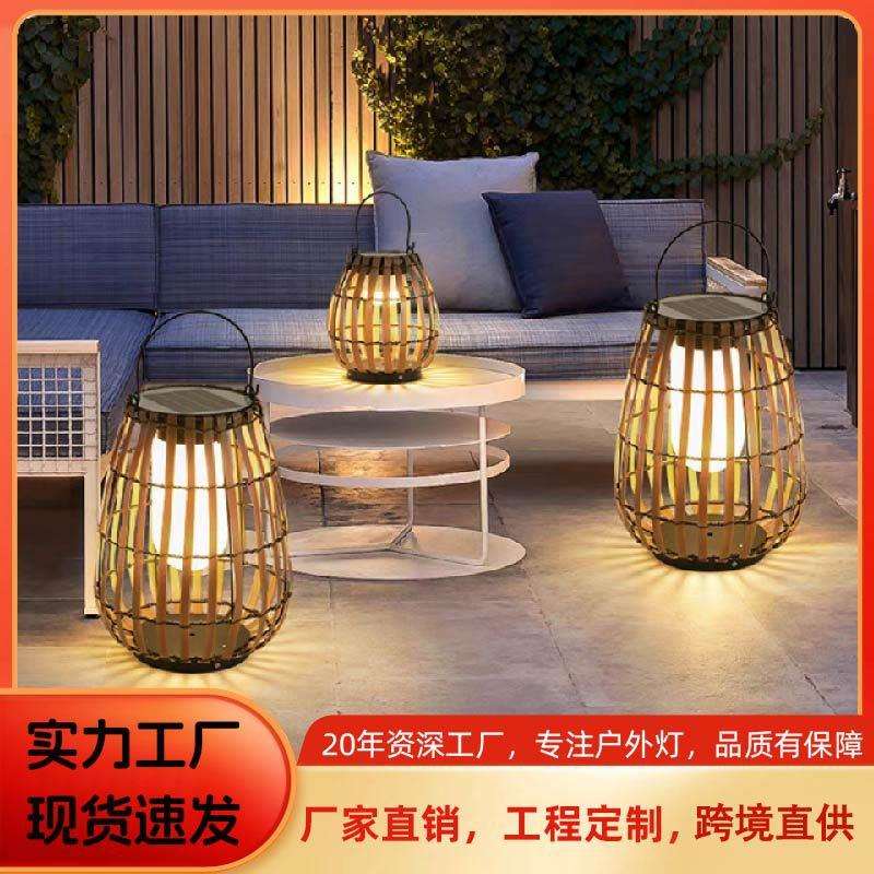 现代简约高亮庭院灯户外别墅花园防水太阳能落地灯可手提编制灯具