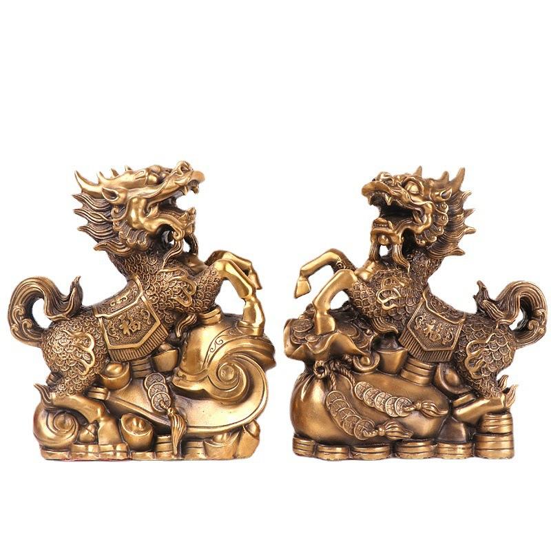 杨铜记 铜麒麟 钱袋麒麟 工艺品家居办公室摆件 如意麒麟