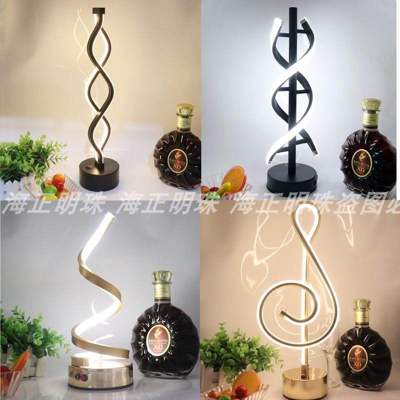 led充电酒吧台灯KTV装饰烛台小夜灯创意环形个性桌灯 S形麻花