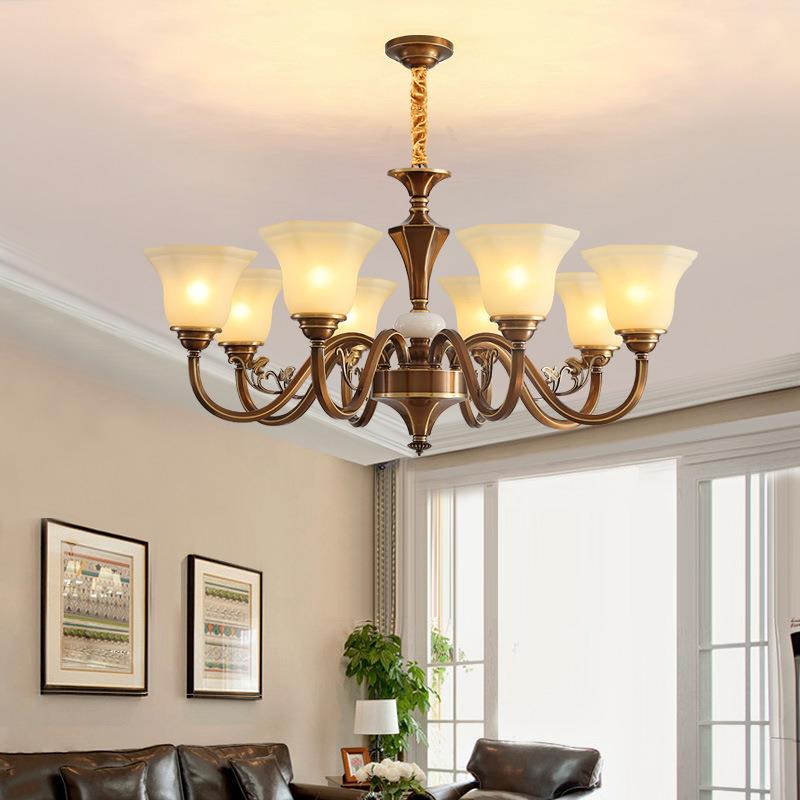 美式复古吊灯客厅灯全铜高端大气现代简约中山灯具欧式卧室餐厅灯