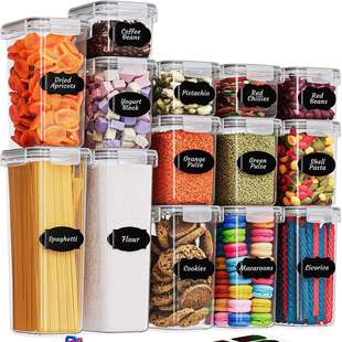 厂家直供14件套五谷杂粮储物罐塑料盒厨房pp级储存收纳盒密封防潮