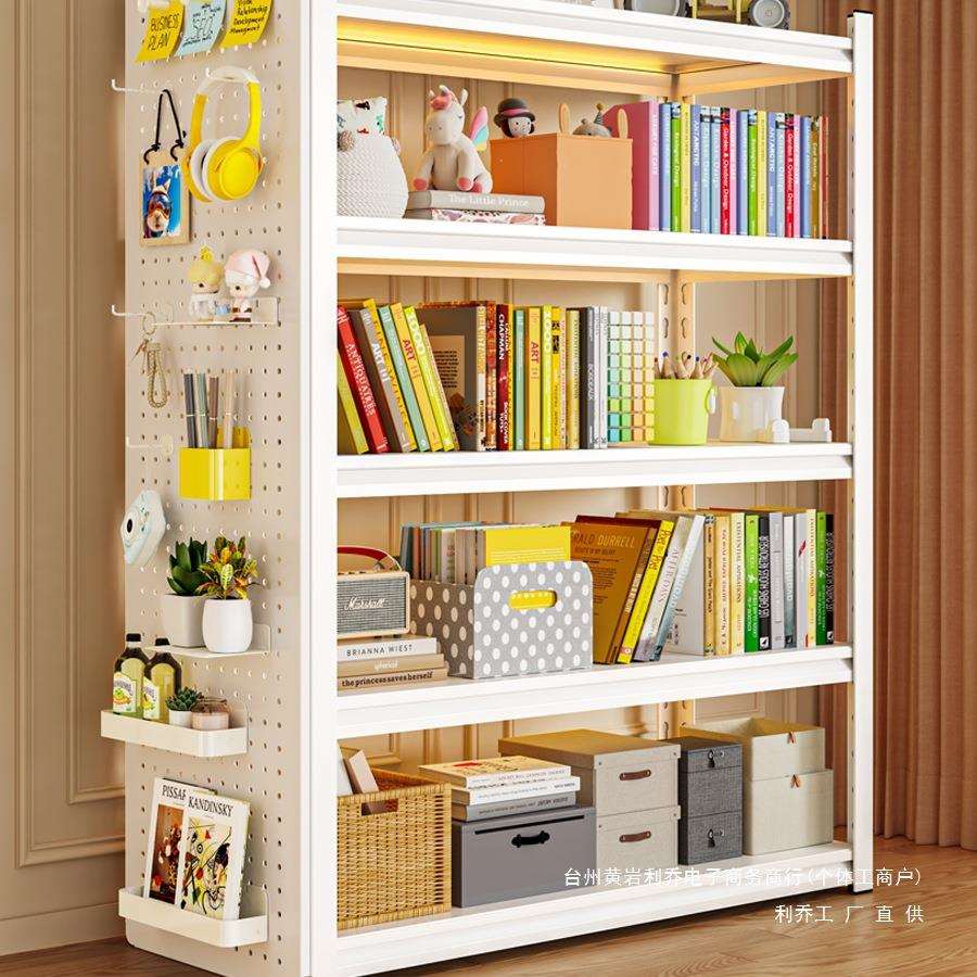 钢制书架多层落地置物架家用儿童简易书柜一体靠墙客厅收纳储物架