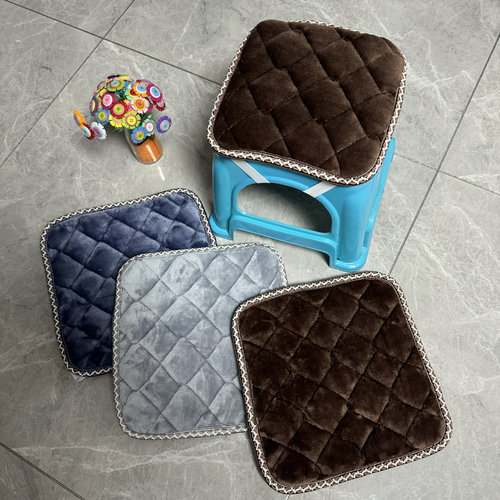 荷兰绒方凳子座垫夹棉保暖硅胶防滑底方坐垫饭店家用塑料胶凳子垫