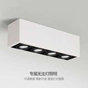长方形斗胆灯射灯明装led四头筒灯cob多头格栅灯长条4头吸顶盒子