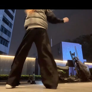 高级感美式垂坠感弯刀西裤男女复古宽松阔腿休闲裤