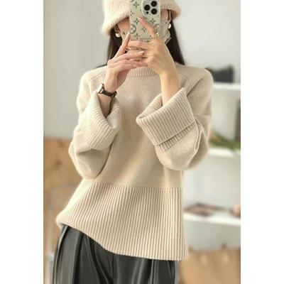 2025新款慵懒风宽松显瘦圆领套头毛衣女设计感洋气百搭休闲针织衫