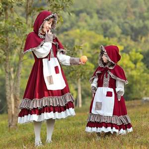 万圣节儿童服装女童cosplay补丁小红帽幼儿园演出服亲子款装扮