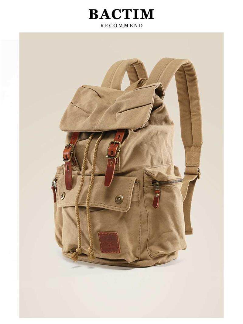 越古帆布包包双肩包男士复古休闲旅行包登山包大容量旅行背包男包