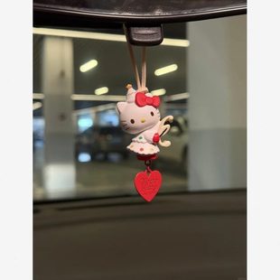 饰高颜值后视镜车载新款 kitty汽车挂件女少女心钥匙扣可爱装 挂饰
