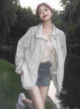 超好看灰色防晒衣女2026新款夏季宽松百搭薄款连帽户外防晒服外套