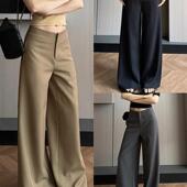 春秋季 子2026新款 老钱风大码 胖mm宽松显瘦西装 卡其色阔腿裤 裤 女裤