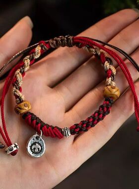 藏式手绳手链大鹏鸟藏式手工编织男女中式情侣饰品民族配饰高级