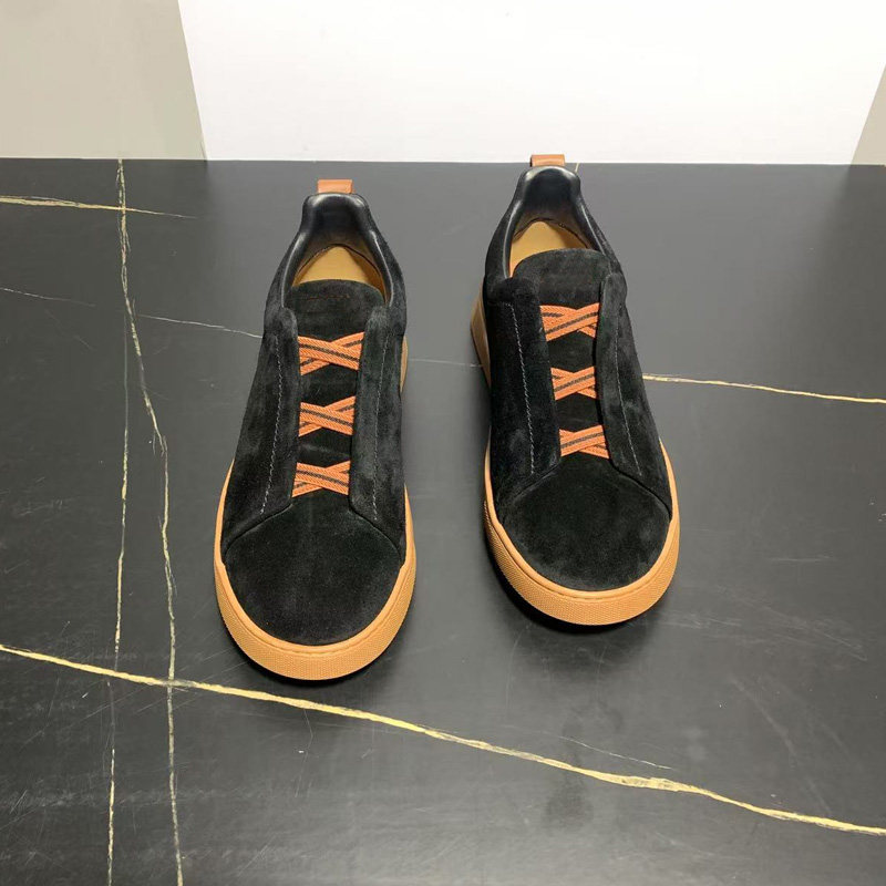 吴磊同款免系带皇马男板鞋反绒皮低帮小白鞋一脚蹬懒人套脚开车鞋