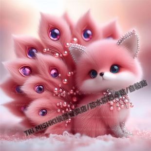 超萌粉色的狐狸宝宝遮丑贴纸冰箱门窗贴纸墙面划痕贴纸汽车防水贴