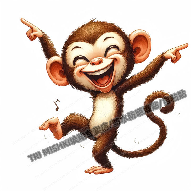 可爱搞笑的快乐猴子贴纸摩托车电动车装饰贴纸冰箱马桶防水贴电脑