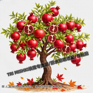 吉祥金秋多子多福石榴树万能贴纸遮丑装饰贴纸冰箱橱柜墙面划痕贴