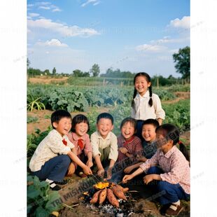 怀旧版小时候农村生活具象化贴纸客厅卧室书房装饰贴纸冰箱墙面贴