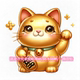 可爱卡通招财猫财运贴纸客厅玄关门窗装 饰贴纸公司商铺防水自粘贴