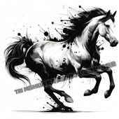 国风水墨画奔腾 骏马贴纸汽车车身划痕贴纸卫生间马桶防水自粘