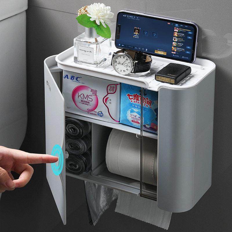 卫生间纸巾盒厕所防水壁挂式放厕纸卷纸抽纸免打孔卫生纸盒置物架