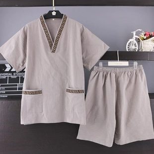 疗 服浴洗浴服纯棉女中心大码 套装 定制款 汗蒸服足桑拿情侣睡衣男士