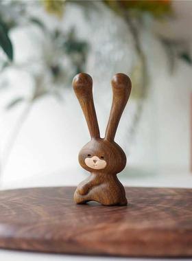 兔子按摩棒天然檀木眼周鼻子下颚线按摩改善黑眼圈金牌技师兔礼物