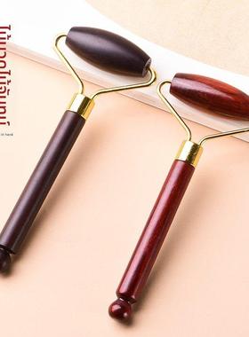 檀木脸部滚轮按摩器美容棒眼部面部黑紫檀木质手动推提拉紧致神器