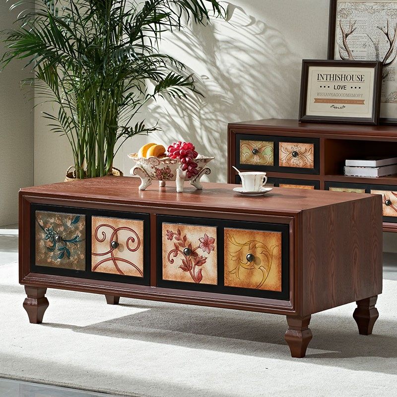 1.2米美式茶几电视柜组合小户型做旧客厅沙发小桌子长方形简约