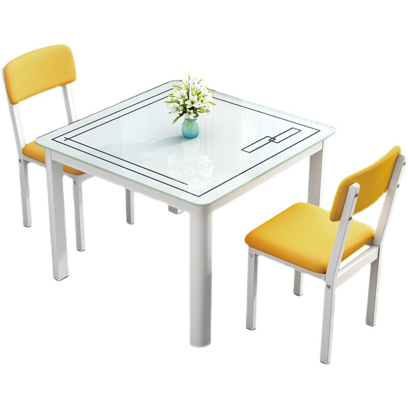 钢化玻璃餐桌简约正方形家用吃饭四方桌子快餐店小户型餐桌椅组合
