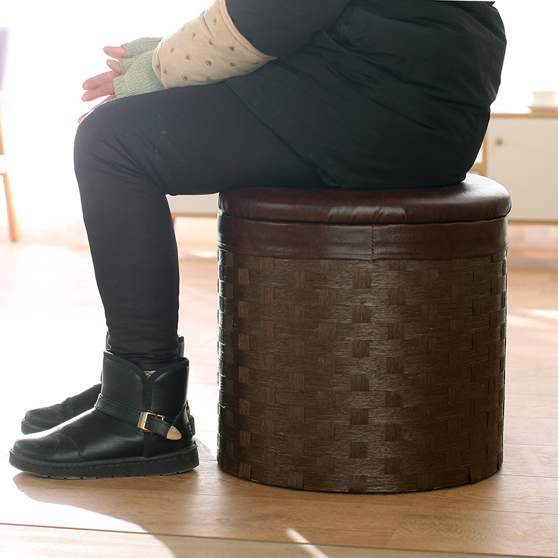 欧式收纳凳储物凳家用客厅藤编搁脚沙发实木进门口可坐换鞋凳箱子