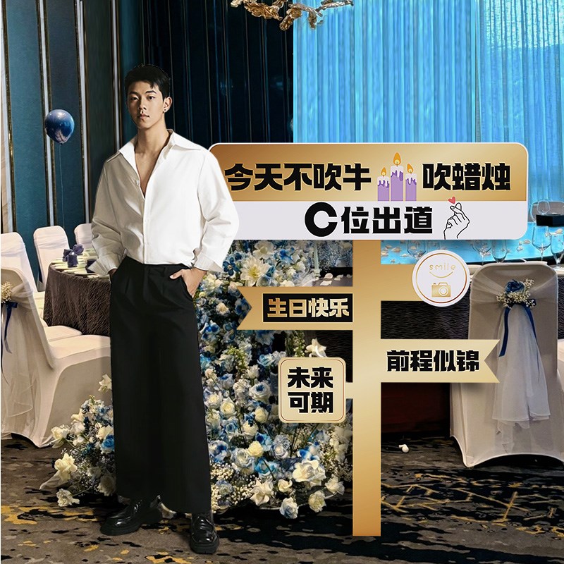 现货速发男生成人礼18岁生日快乐场景布置迎宾牌路引板拍照道具立