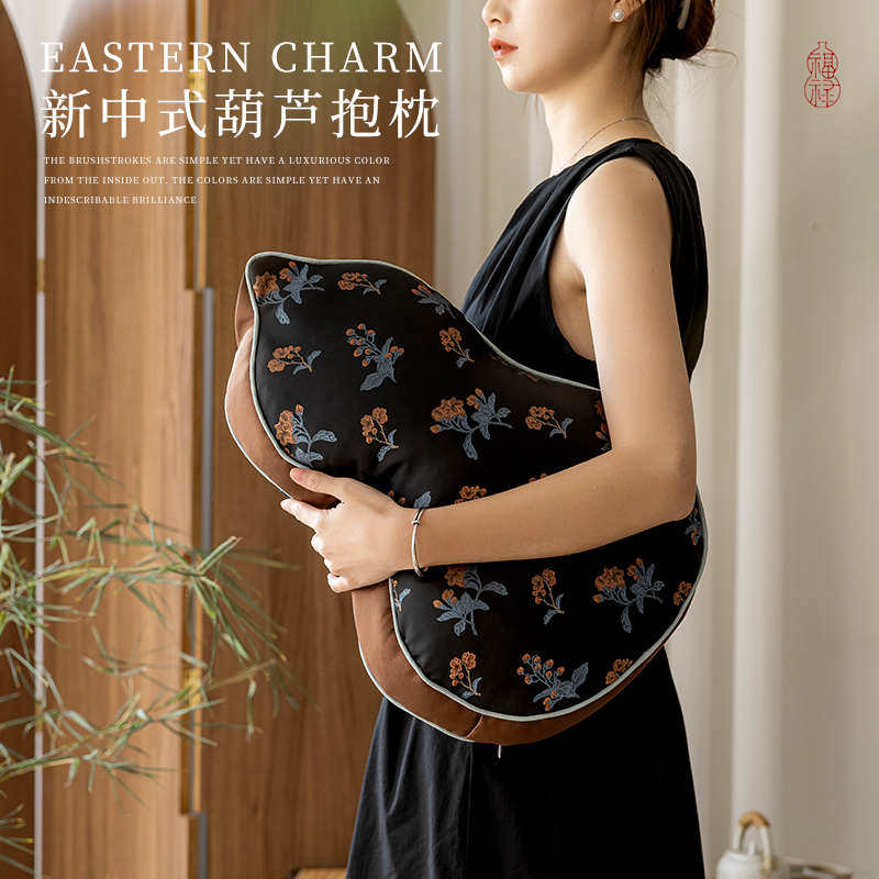 速发中式抱枕靠垫中国风家用客字葫芦福禄沙发腰枕福床厅头抱枕套