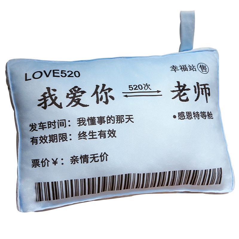 现货速发创意车票抱枕靠背垫送母亲父亲老师男朋友抱枕被子节日礼