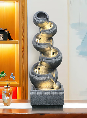 跨境定制客厅循环流水摆件落地水景家居现代简约喷泉瀑布式