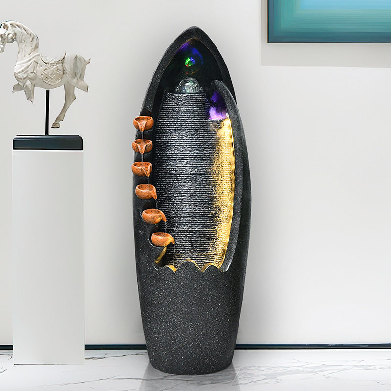 现代简约流水摆件客厅卧室家居装饰景观欧式水景加湿器落地循环水