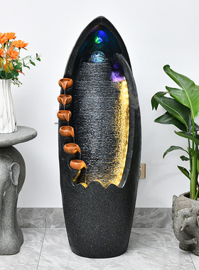 太阳能自动循环风水球流水生财摆件瀑布造景办公室水系玄关不插电