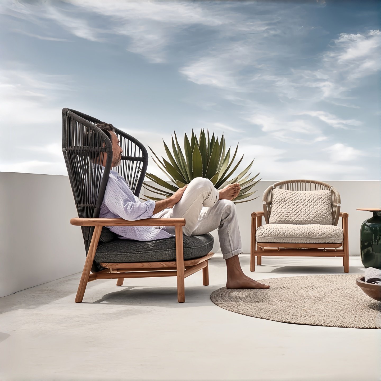 户外沙发组别墅酒店阳光房高档餐厅室外庭院花园外摆柚木藤编藤椅,住宅家具,户外沙发,淘宝优惠券,粉丝福利购,淘宝优惠卷