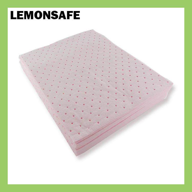 LEMONSAFE化学品吸附棉轻量级万用吸附棉片粉红色化学吸液棉片