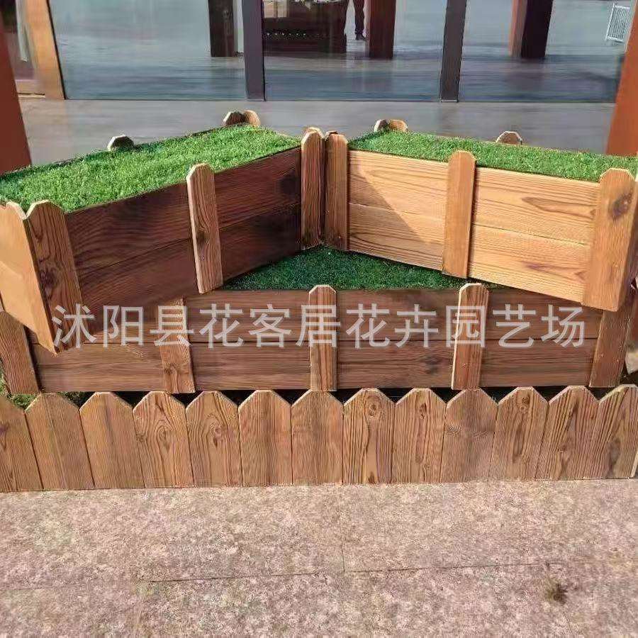 仿真竹子专用底座防腐木花盆碳化防腐木底座隔断挡墙仿真竹子底座