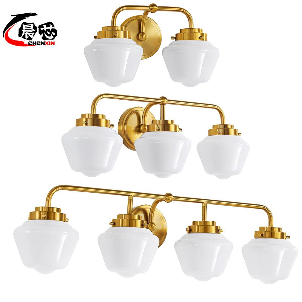 美式奶油风镜前灯浴室镜柜梳妆台现代简约北欧玻璃壁灯亚马逊新款