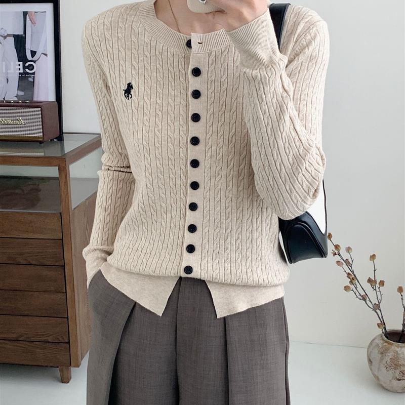 安迪绒早春圆领针织衫女士小开衫外搭秋装2025年新款春秋毛衣外套