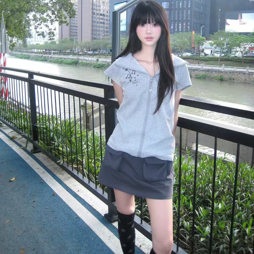 y2k千禧风兔耳朵短袖开衫外套女