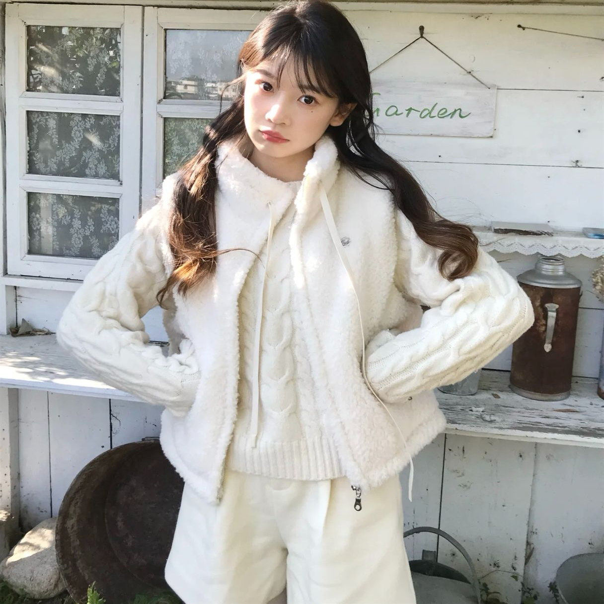 保暖背心外套无袖立领软糯上衣女图片