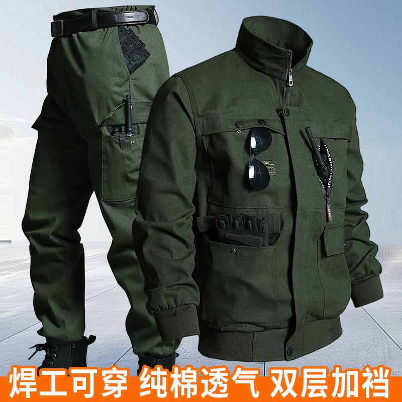 纯棉工作服套装男劳保服