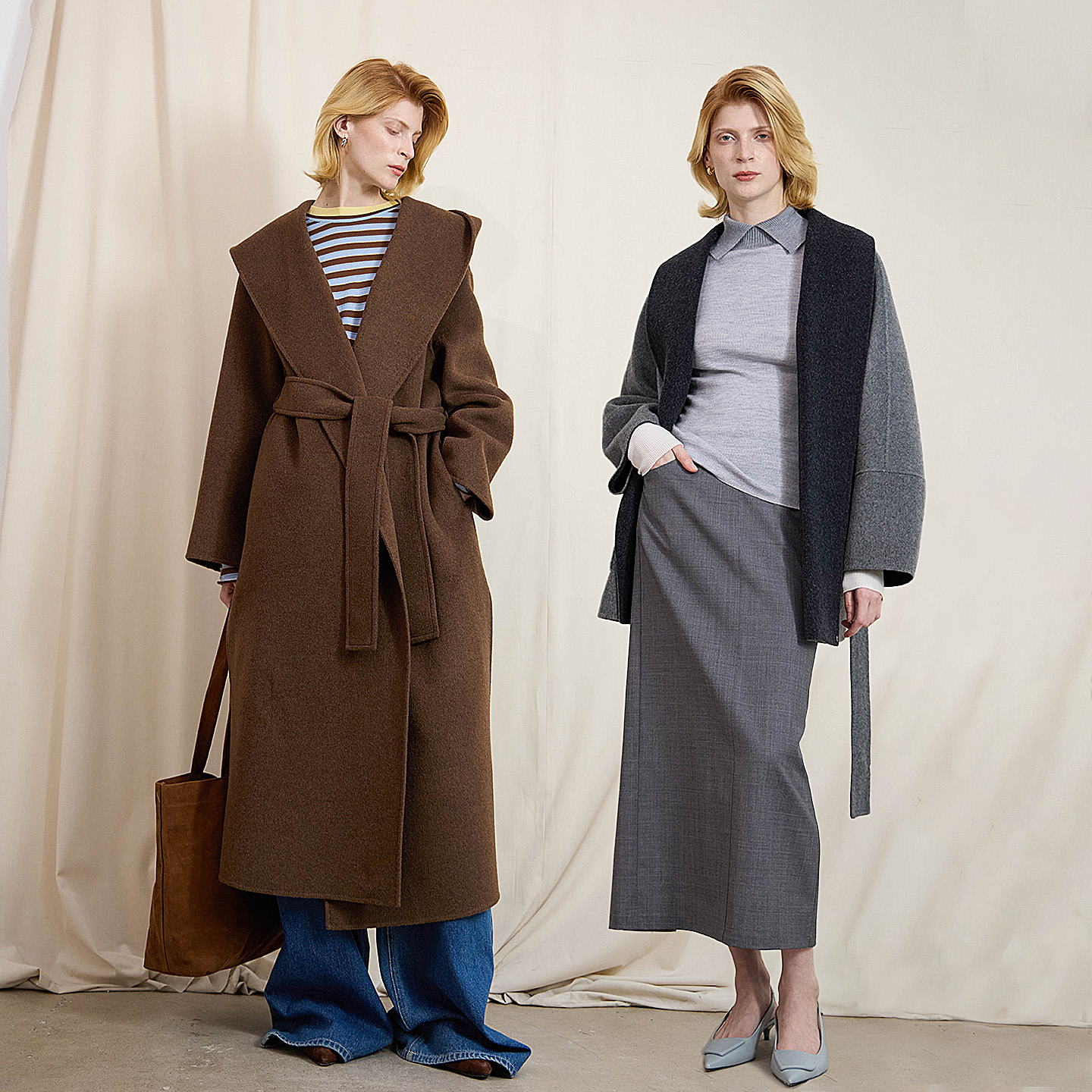 Extremology/丝事25秋羊毛双面呢连帽斗篷长款/浴袍短款大衣外套