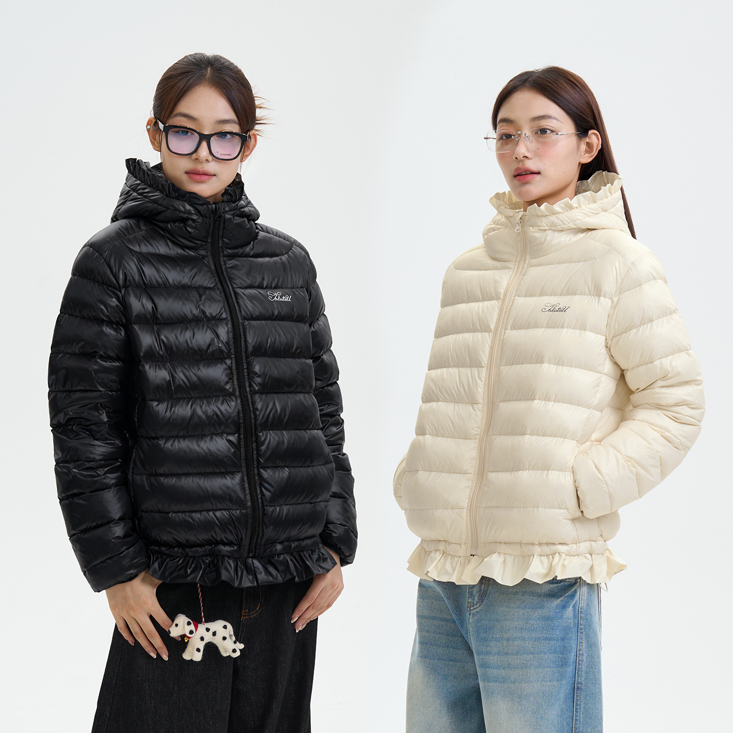 iSaluteU花边排骨羽绒服90白鸭绒轻薄潮流轻量化冬季百搭保暖外套