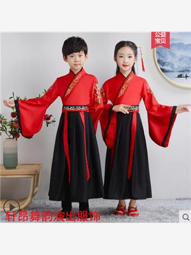 男,童公子汉服古装国学服儿,童三字经弟子规表演出服女孩中国风襦